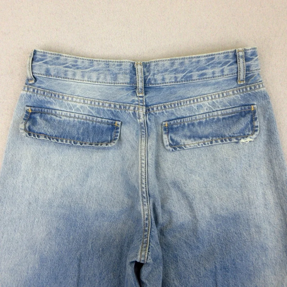 Zara Jeans NWT Women 6 Blue Light Wash Cargo Pocket High-Rise Loose Back Flaps - Picture 6 of 11
